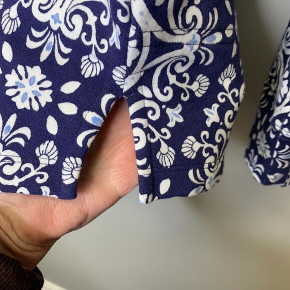 Vera Bradley Womens French Terry Quarter Zip Pullover Steel Blue Medallion - Picture 4 of 13